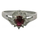 Platinum Natural Ruby & Diamond Ring