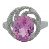 Oval 4.14 ct Pink Topaz & Natural Diamond Ring