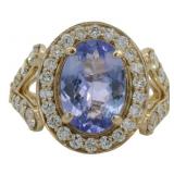 14kt Gold 4.21 ct Tanzanite & Lab Diamond Ring