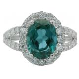 10kt Gold 3.41 ct Lab Alexandrite & Diamond Ring