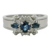 Platinum 1/2 ct Natural Sapphire & Diamond Ring
