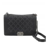 Chanel Boy Leather Studded Chain Shoulder Bag