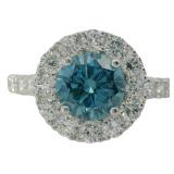 10k Gold 3.10 ct Fancy Blue Lab Diamond Ring