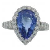 14kt Gold 4.58 ct Tanzanite & Lab Diamond Ring