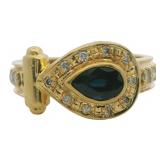 18kt Gold Natural Bezel Sapphire & Diamond Ring