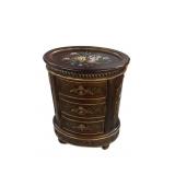 Dark Wood Oval Accent Drum Table With Three