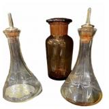 Oil & Vinegar Bottles & Amber Jar