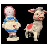 1961 Rubber Donkey & 1962 Rubber 12 ï¿½ Raggedy Ann