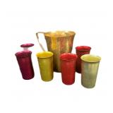 Vintage Aluminum Pitcher And Six Cups