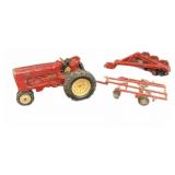 Vintage Tractor, Wagon & Plow