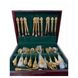 Service for 12 Goldtone Silverware & Case