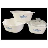 1 3/4 & (2) 2 1/2 Qt Blue Cornwall Casserole