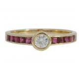 18kt Gold Natural Diamond & Ruby Ring