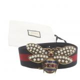 Gucci Pearly Bee Buckle Sylvie Web Belt