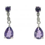 Natural 2.50 ct Amethyst & Diamond Earrings