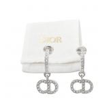 Christian Dior CD Logo Rhinestone Swing Earrings
