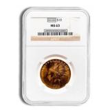 $10 Gold Indian Eagle - NGC MS63