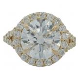 10kt Gold 4.85 ct Round Lab Diamond Halo Ring