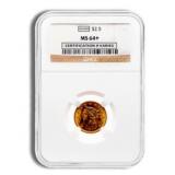 $2.5 Gold Liberty Quarter Eagle - NGC MS64