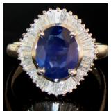 Platinum 2.56 ct Natural Sapphire & Diamond Ring