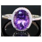 Oval 4.50 ct Natural Amethyst & Diamond Ring