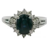 Platinum 1.47 ct Natural Sapphire & Diamond Ring