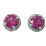 Natural 2.00 ct Pink Topaz & Diamond Earrings