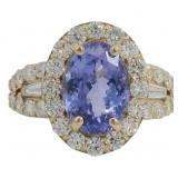14kt Gold 4.62 ct Tanzanite & Lab Diamond Ring