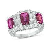 Pink Sapphire & Diamond Past Present Future Ring