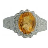Oval 2.14 ct Natural Golden Citrine & Diamond Ring