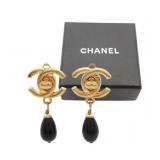 Chanel Coco Mark Turn Lock Swing Clip-on Earrings