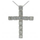 XX-Large 1.34 ct Baguette Diamond Cross Necklace