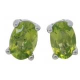 Natural 1.00 ct Oval Peridot Stud Earrings