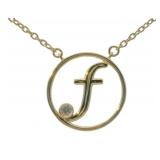 Elegant Diamond Accented 'F' Initial Necklace