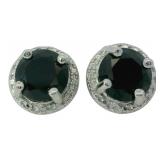 Natural 2.00 ct Black Sapphire & Diamond Earrings