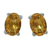 Natural 2.00 ct Oval Citrine Stud Earrings