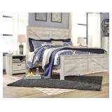 King Bellably Crossbuck Panel Bed & Nightstand Set