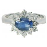 Oval Natural 1.41 ct Sapphire & Diamond Ring