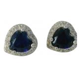 Brilliant 1.06 ct Sapphire & Topaz Heart Earrings