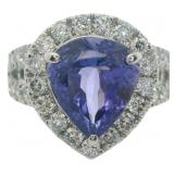 14kt Gold 4.88 ct GIA Tanzanite & Lab Diamond Ring