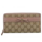 Gucci GG Canvas Ribbon Round Zippy Long Wallet