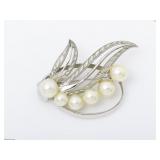 Mikimoto Akoya Pearl Silver Brooch