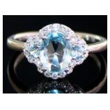 Oval 1.50 ct Aquamarine & Diamond Ring