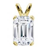 14k Gold 1.90 ct Emerald Cut VS Diamond Pendant