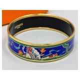 Hermes Enamel Gm Fan Motif Gold Bangle