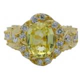 Oval 3.94 ct Yellow Lab Sapphire & VS Diamond Ring
