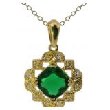 Cushion Cut 2.65 ct Emerald & Diamond Pendant