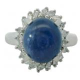 Platinum 5.18 ct Star Sapphire & Diamond Ring
