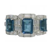 London Blue Topaz-Diamond Past Present Future Ring