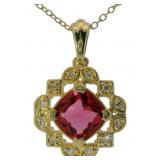 Cushion Cut 2.65 ct Ruby & Diamond Necklace